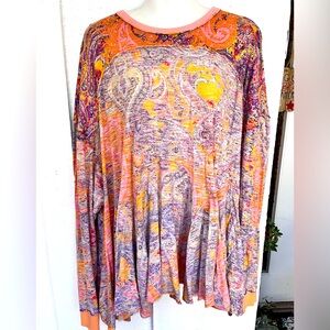 Free People Making Circles Long Sleeve Top size Large